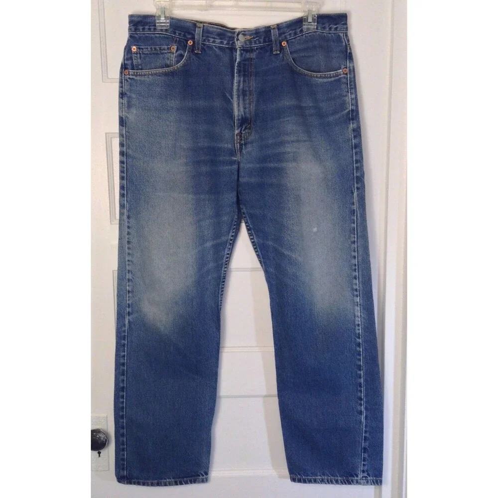 Vintage Levi’s 505 Jeans Men 38x30.5 Med Wash Regular Whiskers Fading Y2K 2000s